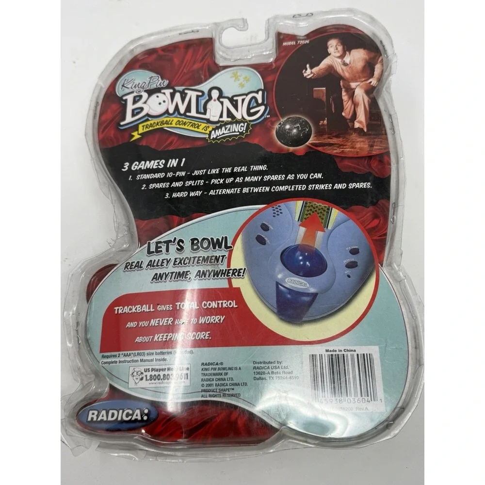 Radica King Pin Bowling Handheld Electronic Travel Game Roller‎ Ball 2001 NIP
